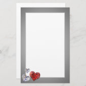 Elegant Diamond Hearts Briefpapier (Voorkant / Achterkant)