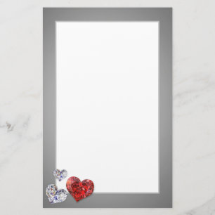 Elegant Diamond Hearts Briefpapier