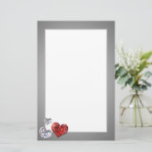 Elegant Diamond Hearts Briefpapier (Staand voorkant)