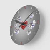 Elegant Diamond Hearts Ronde Klok (Hoek)