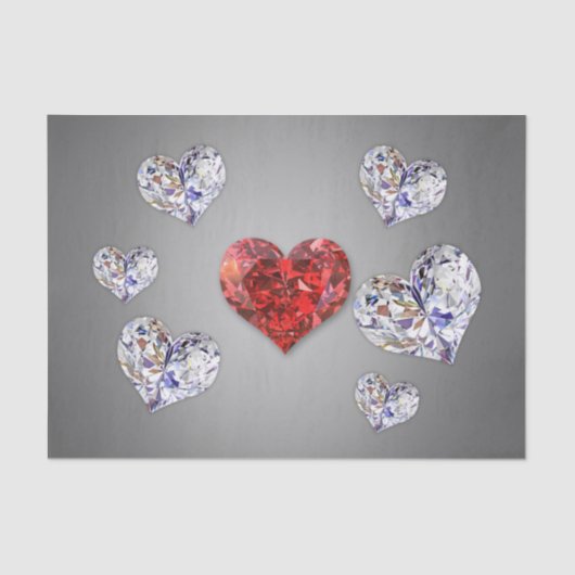 Elegant Diamond Hearts Tissuepapier (Voorkant)