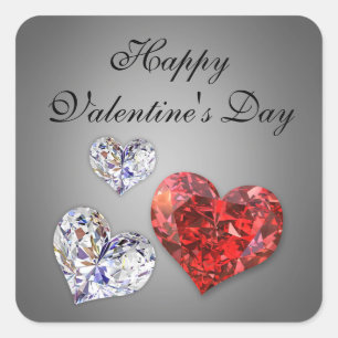 Elegant Diamond Hearts Vierkante Sticker