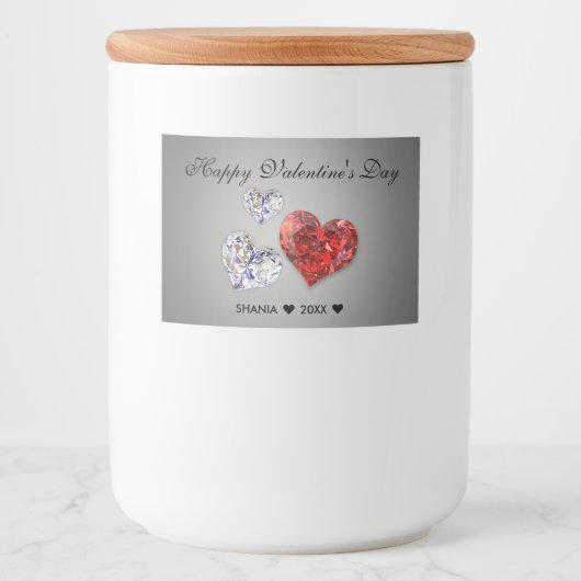 Elegant Diamond Hearts Voedselcontainer Etiket (Voorkant)