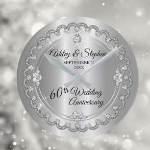 Elegant Diamond Jubilee 60th Wedding Jubileum Ronde Klok