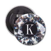 Elegant Diamond Sparkle Crystal Monogram Button Flesopener (Voorkant)