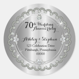 Elegant Diamond Wedding Jubileum Return Address Ronde Sticker