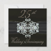 Elegant Diamonds 25th Silver Wedding Jubileum Kaart (Voorkant)
