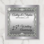 Elegant Diamonds 25th Wedding Jubileum Bedankjes Labels (Voorkant)