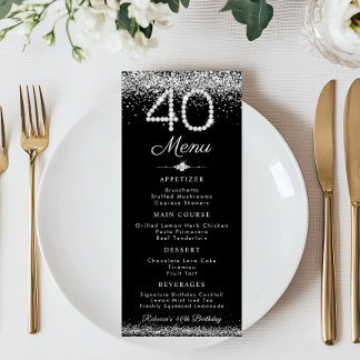Elégant Diamonds 40e Anniversaire Dîner Menu Plat