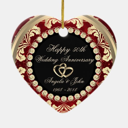 Elegant Diamonds 50th Wedding Jubileum Keramisch Ornament (Achterkant)