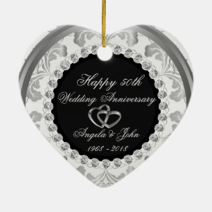 Elegant Diamonds 50th Wedding Jubileum Keramisch Ornament
