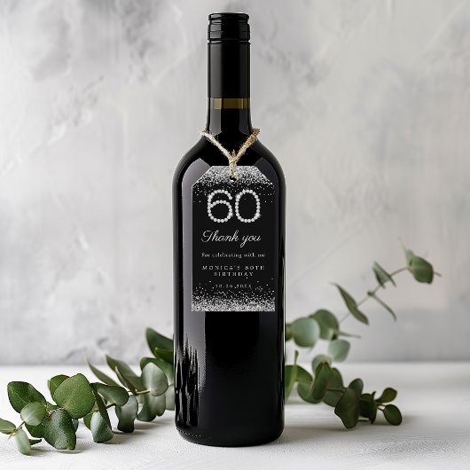 Elegant Diamonds 60ste Verjaardagsfeest Bedankt Cadeaulabel