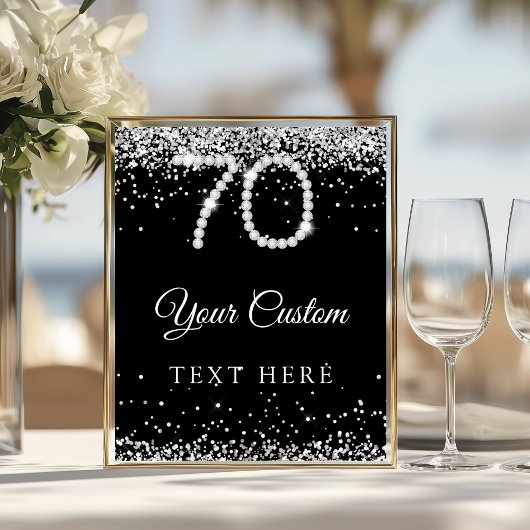 Elegant Diamonds 70th Birthday Party Table Sign Poster