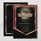 Elegant Diamonds Afstudeerder Pet Rode Afstuderen Kaart (Voorkant / Achterkant)