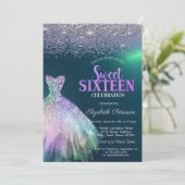 Elegant Diamonds, Dress Green Sweet 16 Kaart (Staand voorkant)