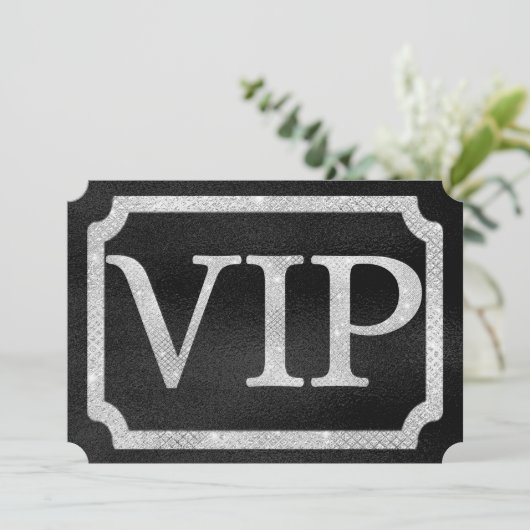 Elegant Diamonds op Black VIP Event Ticket Kaart (Staand voorkant)