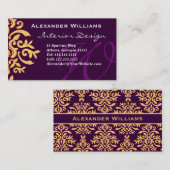 Elegant diep Paarse monogram W Visitekaartje (Voorkant / Achterkant)