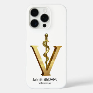 Elegant Diergeneeskunde Vet Asclepius Gold V iPhone 16 Pro Hoesje
