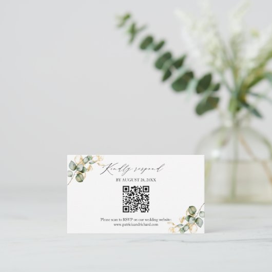 Elégant Dieu vert Mariage QR en ligne carte RSVP (Debout devant)