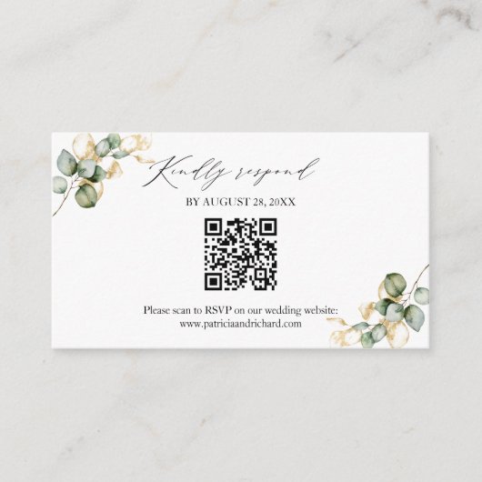 Elégant Dieu vert Mariage QR en ligne carte RSVP (Devant)