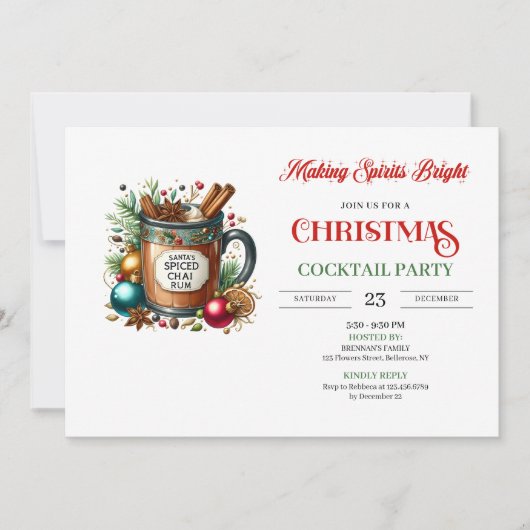 Elegant digital holiday cocktails party invitation (Devant)