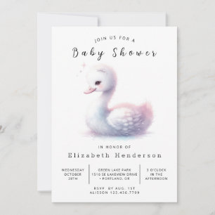 Elegant Digital Swan Baby shower Kaart