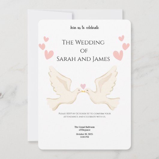 Elegant Digital Wedding Invitations | Modern, Flor (Devant)