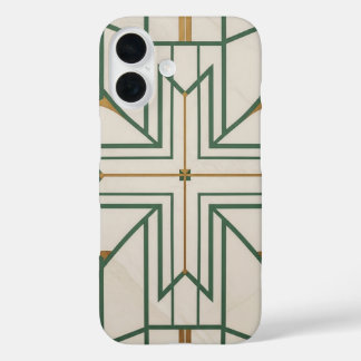 Elégant Dill Green Geometry iPhone 16 Coque | Crea