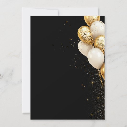 Élégant dîner d'anniversaire noir et or Invitation (Dos)
