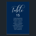 Élégant Dîner De Mariage, Carte De Séjour Des Invi<br><div class="desc">Dîner mariage Carte de tableau de table d'hôtes,  moderne élégant Script bleu marine. Customisez le texte et / ou retirez et remplissez avec votre thème de mariage.</div>