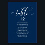 Élégant Dîner De Mariage, Carte De Séjour Des Invi<br><div class="desc">Dîner mariage Carte de tableau de table d'hôtes,  moderne élégant Script bleu marine. Customisez le texte et / ou retirez et remplissez avec votre thème de mariage.</div>