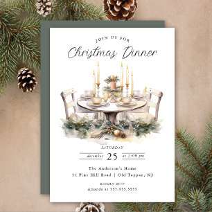 Élégant dîner de Noël de table Invitation
