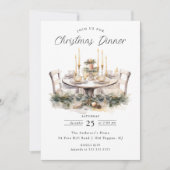 Élégant dîner de Noël de table Invitation (Devant)