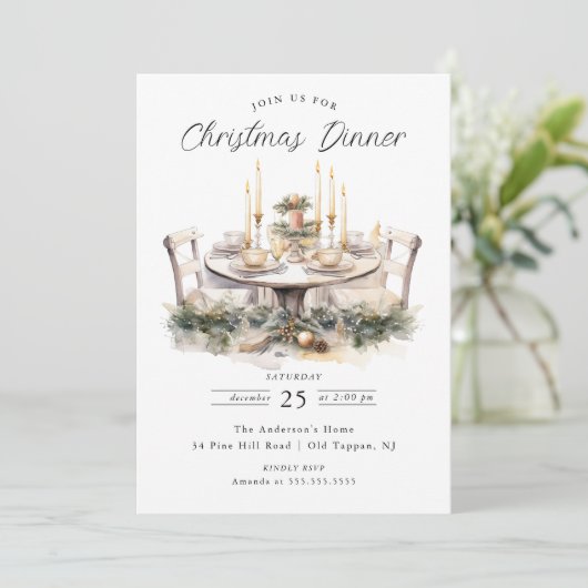 Élégant dîner de Noël de table Invitation (Debout devant)