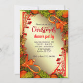 Élégant Dîner de Noël doré Invitation (Devant)