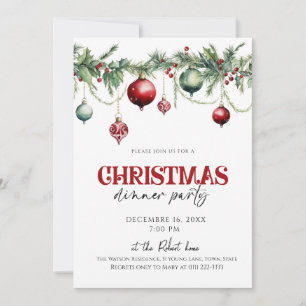 Élégant dîner de Noël Fête de fêtes Invitation