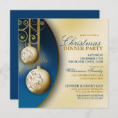 Élégant dîner de Noël Invitation (Devant / Derrière)