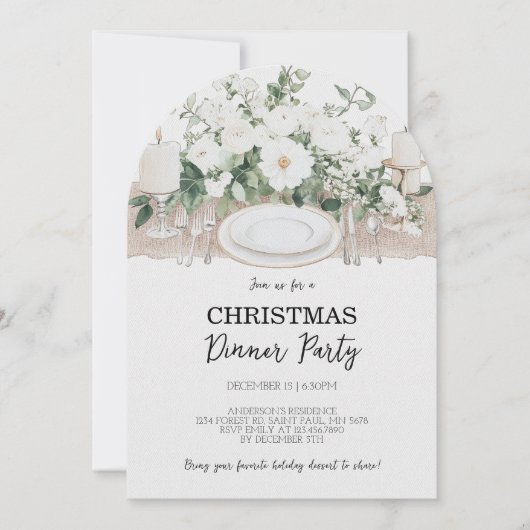 Élégant dîner de Noël Invitation (Devant)