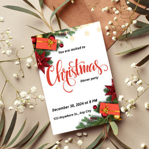 Élégant dîner de Noël Invitation