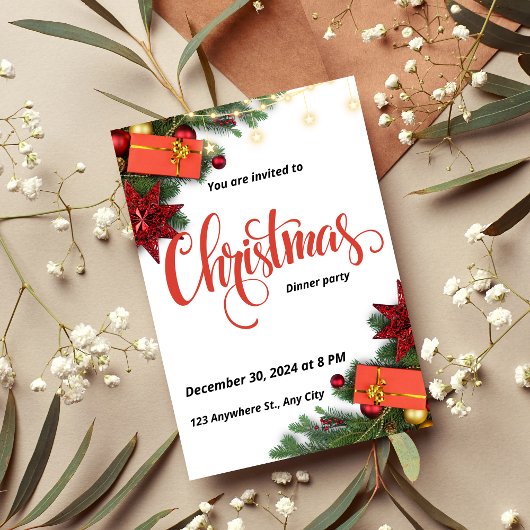 Élégant dîner de Noël Invitation