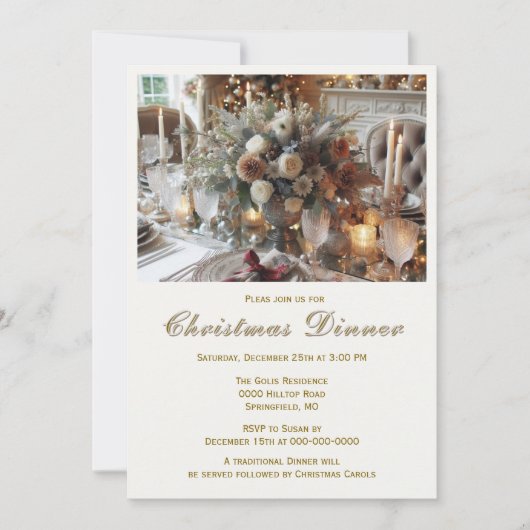 Élégant dîner de Noël Invitation (Devant)