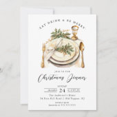 Élégant dîner de Noël Invitation (Devant)