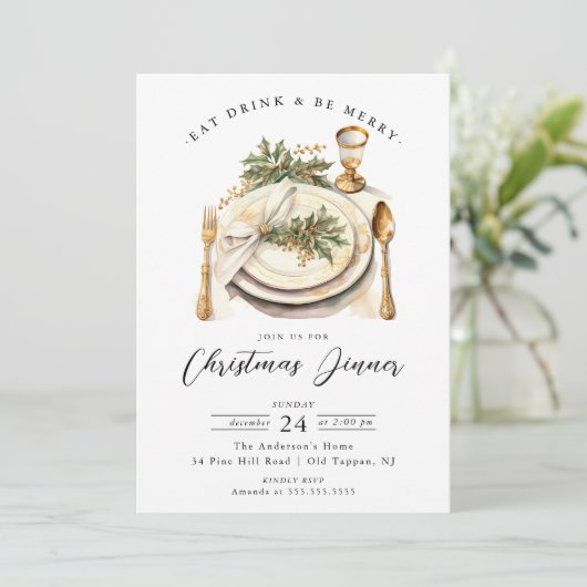 Élégant dîner de Noël Invitation (Debout devant)