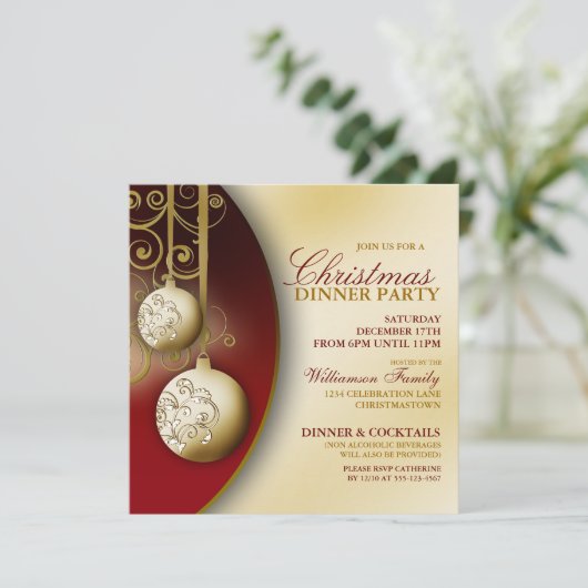 Élégant dîner de Noël Invitation (Debout devant)