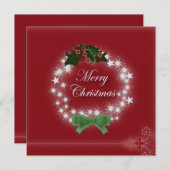 Élégant dîner de Noël Rouge Invitation (Devant / Derrière)