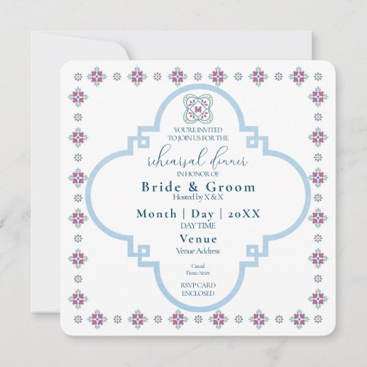 Élégant dîner de répétition Fiesta Invitation (Devant)