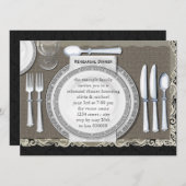 Élégant Dîner De Répétition Noire Invitations (Devant / Derrière)