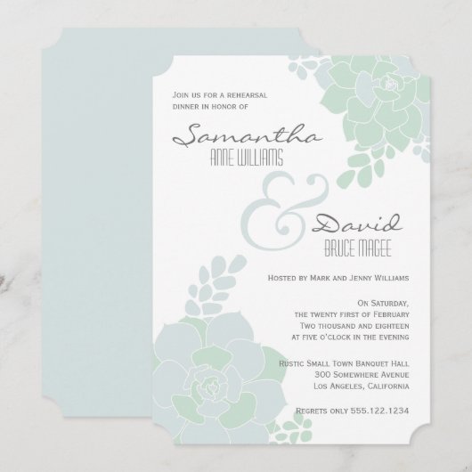 Élégant Dîner De Répétition Succulent Invitation (Devant / Derrière)
