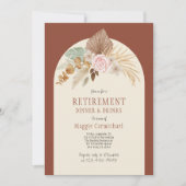 Élégant Dîner de retraite Floral Boho Invitation (Devant)