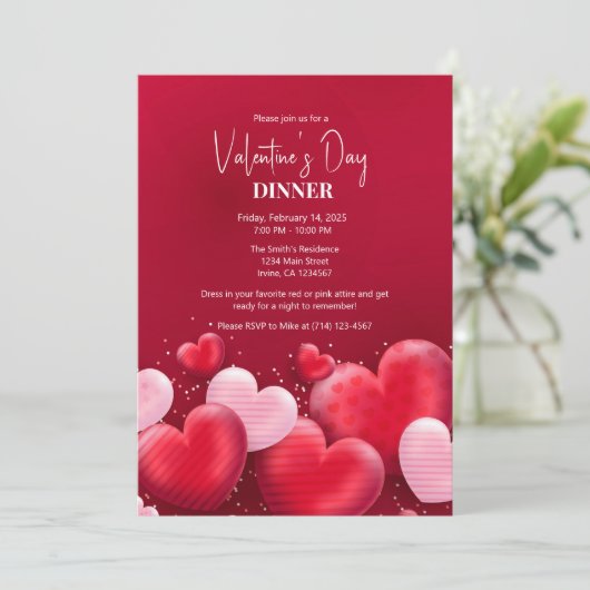 Élégant dîner de Saint Valentin Invitation (Debout devant)
